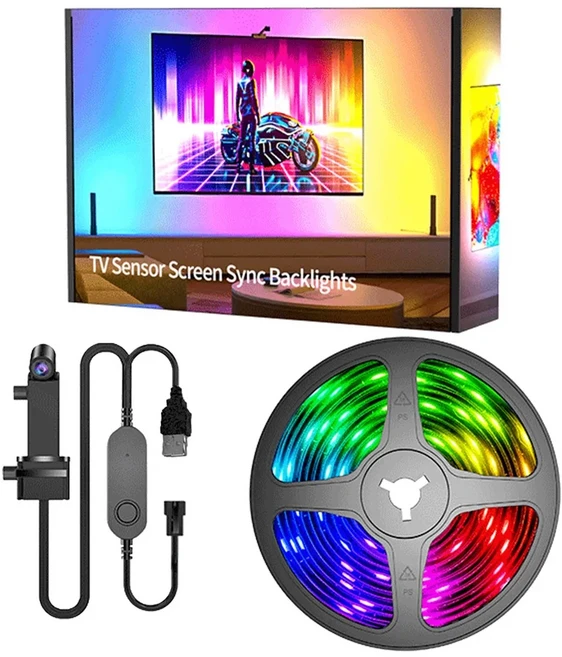 EISSLOLY LED 스트립 조명 RGB 키트 앱 제어 55-85인치 TV 백라이트 스크린 동기화 홈 데코, 01 변경 가능, 01 21-30W, 01 5미터