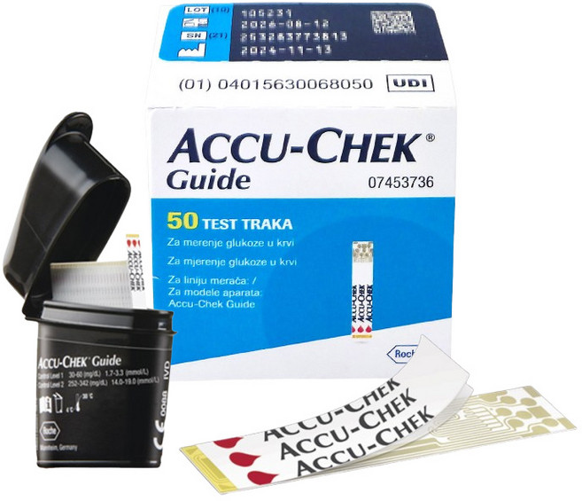 로슈 아큐첵 Accu-Chek 혈당시험지 1박스 50매 - 정품 최장유효기간, 가이드(Guide)