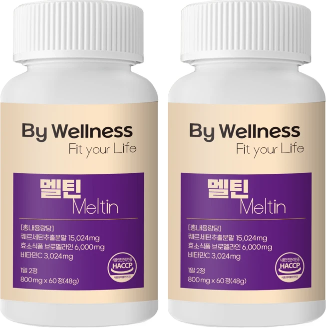 By Wellness 멜틴 퀘르세틴 효소식품브로멜라인 소포레틴 800mg HACCP, 2개, 60정 - 쿠팡