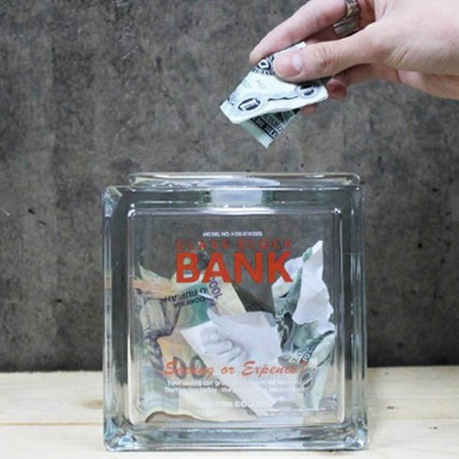 덜튼 유리 블럭 투명 저금통, 1개