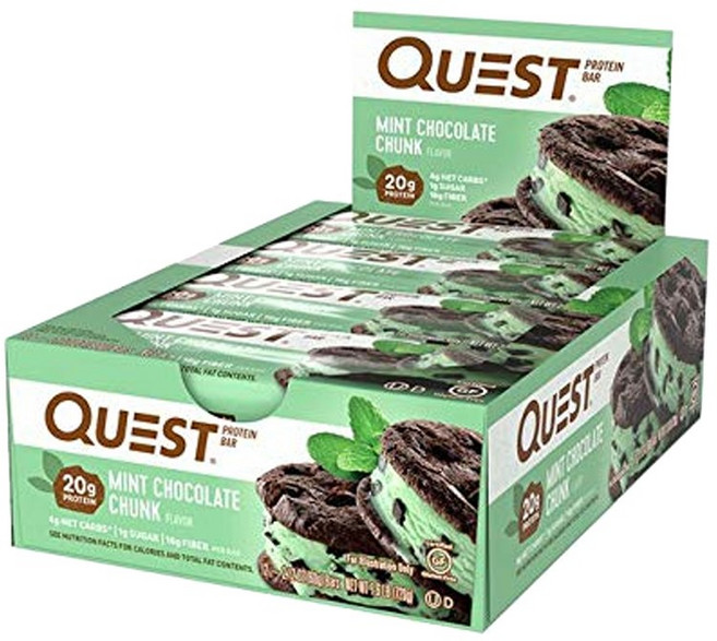 QUEST NUTRITION 高蛋白能量脆棒, Mint Chocolate Chunk, 12入