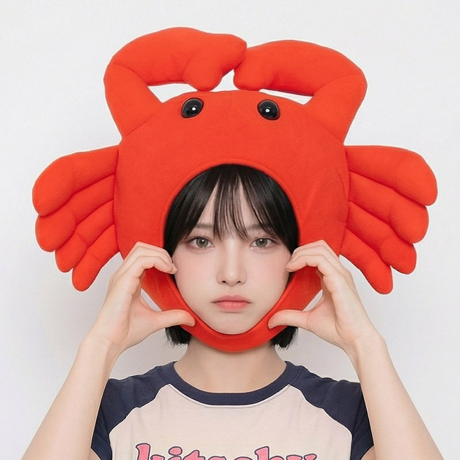 말랑마쥬 킹받는 우정 파티모자 할로윈 인생네컷 소품, 1개, 꽃게