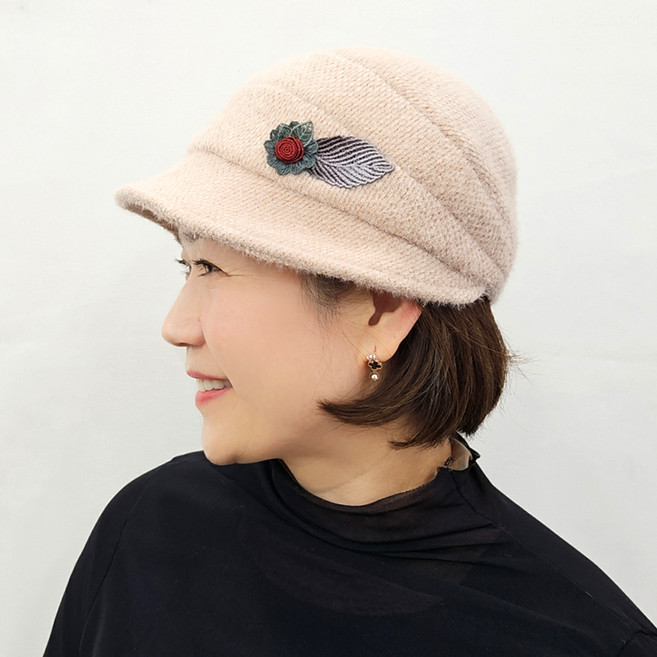 소프트 숏챙 플라워 장식 캡모자 미시