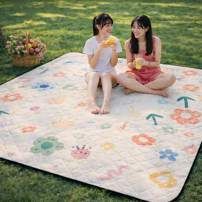 대형 피크닉매트 200x200 방수 야외 캠핑 돗자리 접이식 휴대용 (4~8인용), flower