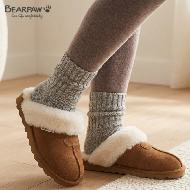 [국내매장정품/빠른출고] 베어파우 양털슬리퍼 여성용 따뜻하고 활동편한 보온성우수 겨울필수템 2종택1 캠핑 아웃도어 실내가능