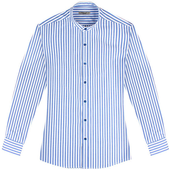 슬림 런던 스트라이프 차이나칼라 긴팔 셔츠_SV7130