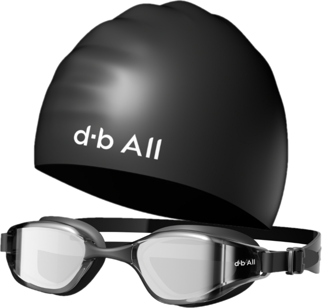 디브올 최신기술 나노코팅 지속적익 김서림방지 미러 수경 실리콘 수모 세트, 1세트, 블랙