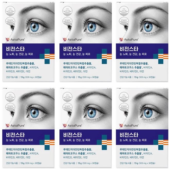 나우케어 비전스타 루테인 지아잔틴 5:1 아스타잔틴 12mg 눈 영양제, 6개, 30정