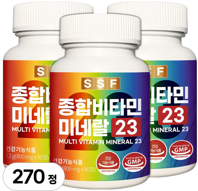 순수식품 종합 멀티 비타민 미네랄, 90정, 3개