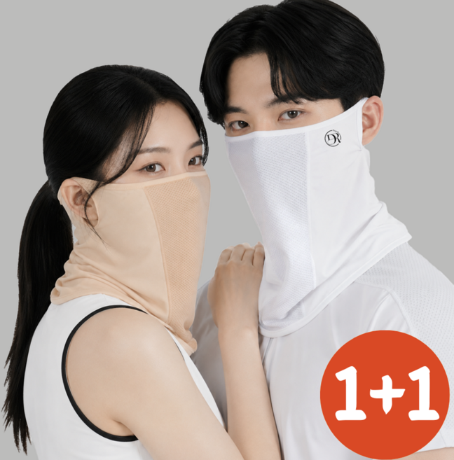 딥루트 자외선차단 골프마스크 멀티스카프 햇빛가리개, 스킨+화이트, 1세트