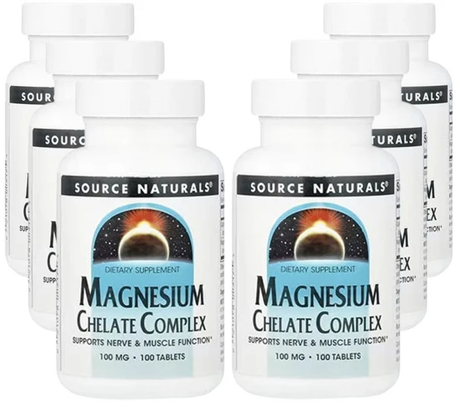 소스내츄럴스 마그네슘 킬레이트 복합체 100mg, 6개, 100정 - 쿠팡
