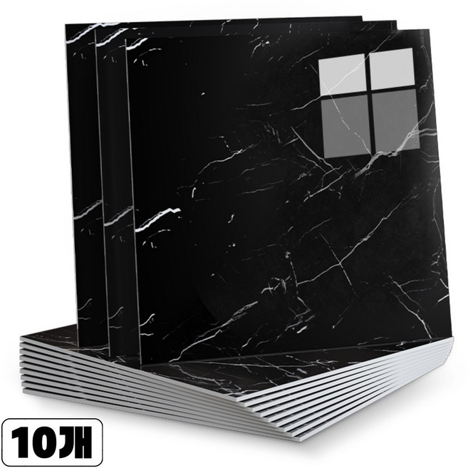 에이제이케이 [정품] 붙이는 대리석 벽지 주방 거실 화장실 욕실 폼블럭 데코 타일시트지 1세트 10개, 스페이스 블랙