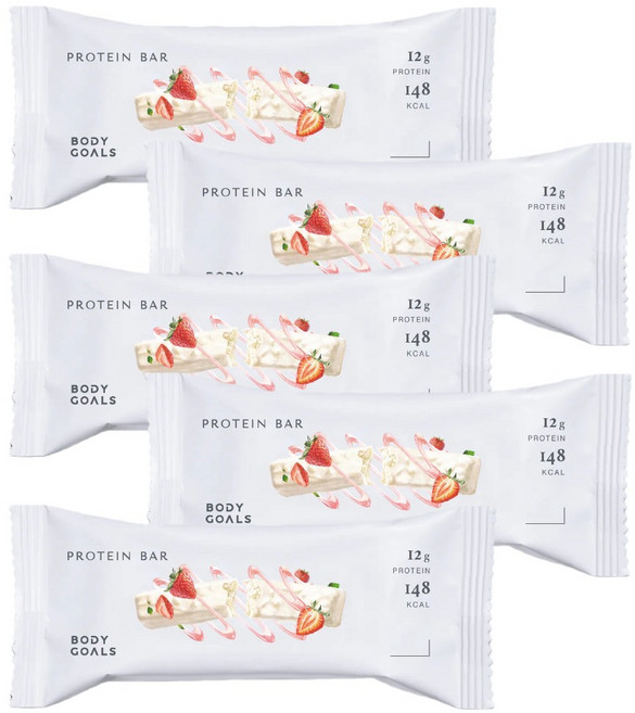 Body Goals Light 能量蛋白棒 戀莓白巧克力口味 高蛋白質 低卡零食, 5個, 38g