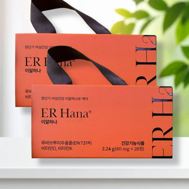 ERr731 이알하나 효능 루바브뿌리 여성호르몬 에스트로겐 약28일분, 2개, 28정