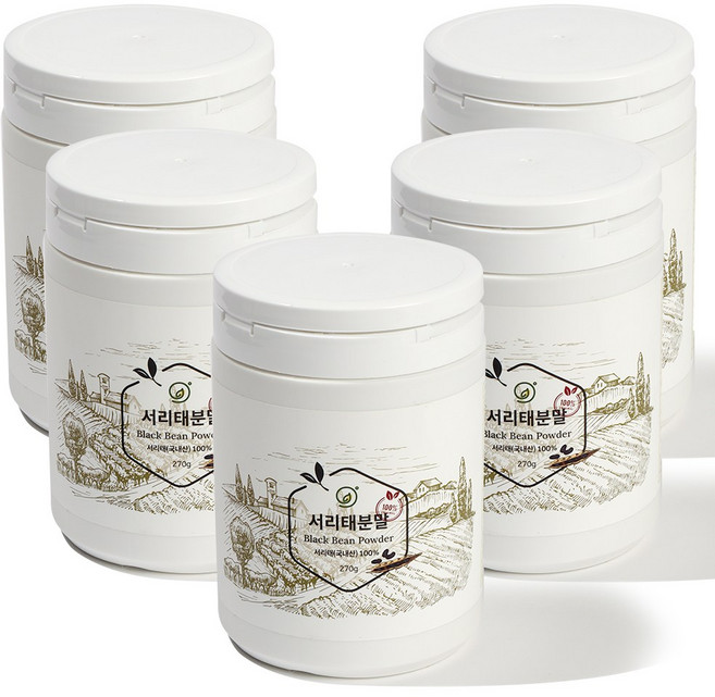 휴나인 100% 순수 국산 서리태 검은콩 분말 가루 270g, 5개