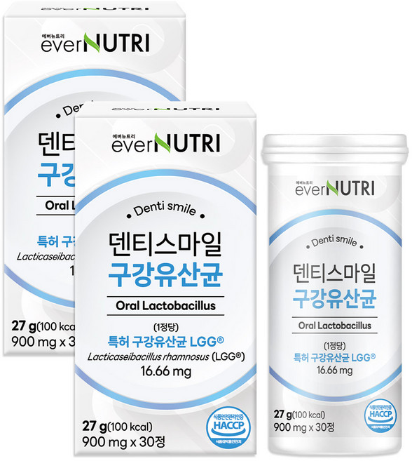 에버뉴트리 덴티스마일 구강유산균 자일리톨 특허 유산균, 2개, 30정