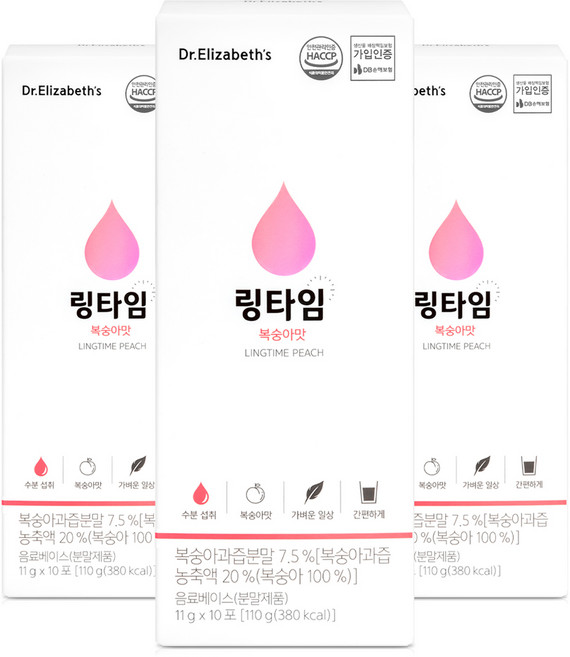 닥터엘리자베스 수분충전 링타임 비타민C 500 복숭아맛 스틱 10포 3박스, 110g, 3개