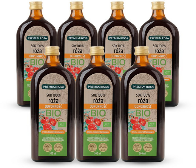 프리미엄로사 유기농 로즈힙 원액 100% 퓨레 주스 NFC 착즙 쥬스 즙, 500ml, 7개