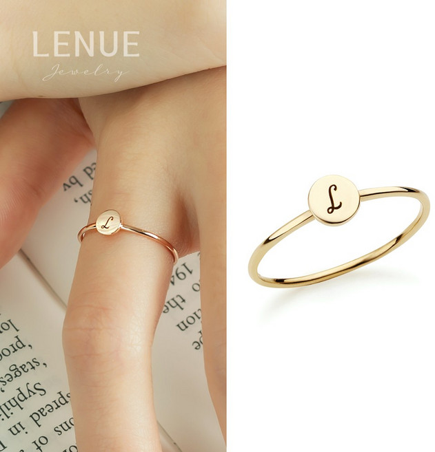 레뉴 피아토 레터링 이니셜 가드링 반지 / 14K 골드 18K 알파벳 각인 레이어드 우정