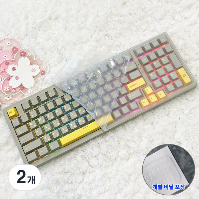 지클릭커 WK98 키스킨 기계식 키보드덮개 실리콘 커버, 2개, 투명
