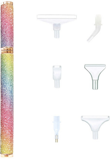 뉴타임즈 DIY 보석 십자수 도구 고급형 보석십자수펜 세트 비즈, 1세트, 무지개 점 드릴링 펜+플라스틱 6