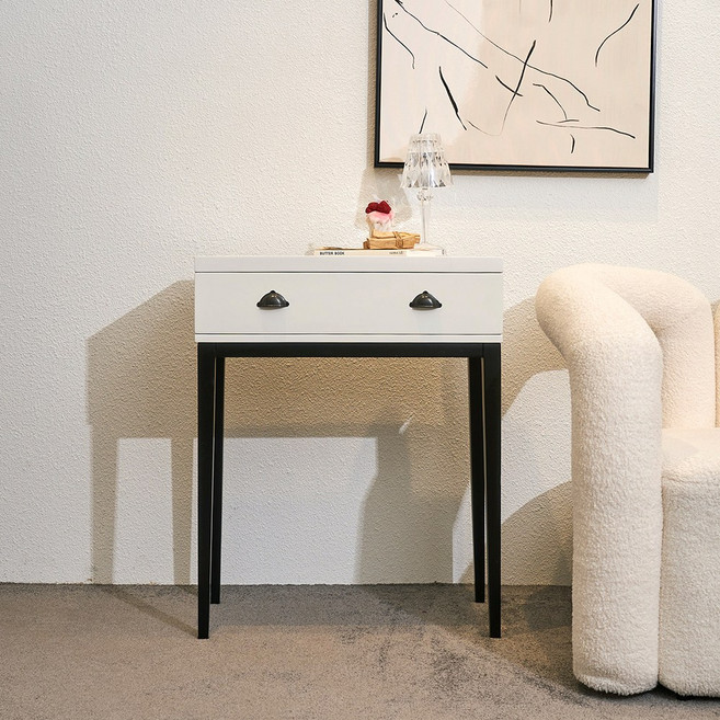 유캐슬 비스킷 거실 복도 미니 슬림 서랍 화이트 콘솔 테이블 S_착불배송, 색상옵션:화이트