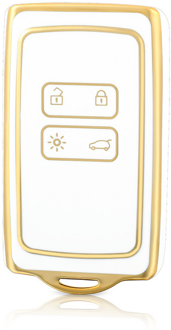 OFFCURVE TPU 르노삼성 엣지라인 자동차 4버튼 샤인 XM3 SM6 QM6 풀커버 스마트키 적용 키케이스 단품 다양한 컬러, 화이트 골드