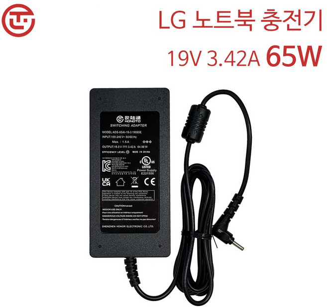LG 울트라PC 엣지 14U70Q 14UD70Q 노트북 어댑터 케이블 충전기 19V 3.42A 65W, 1개