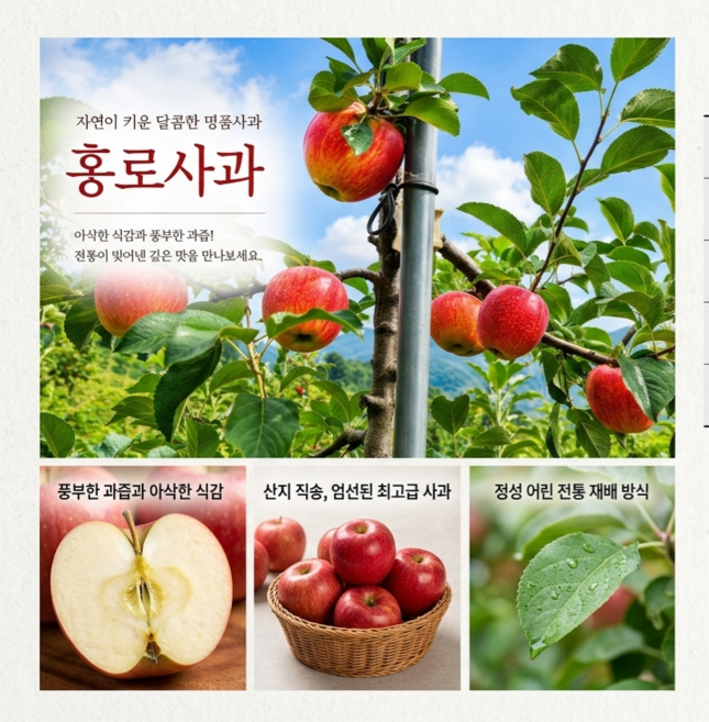 홍로사과 당도최고(15브릭스이상) 시원한맞과향을 느껴보세요 농장직송, 1박스, 8kg 42~50과