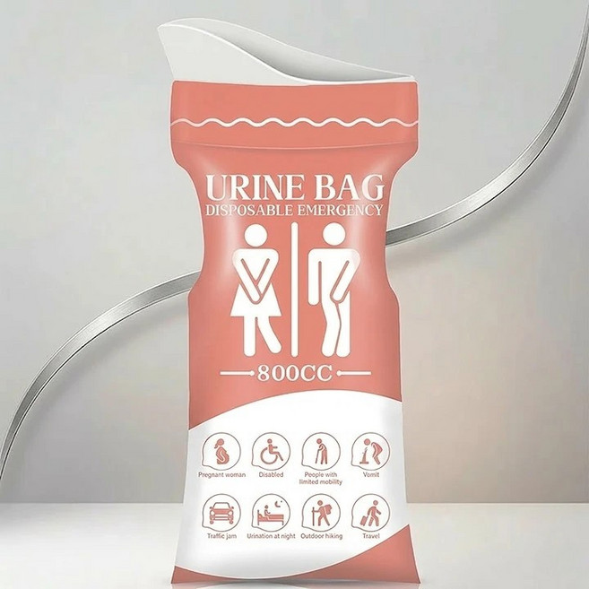 4PAS 일회용 소변기 휴대용 이동식 변기 휴대용 남아 남자 아기 소변기 캠핑용 유린백, 핑크, 6개