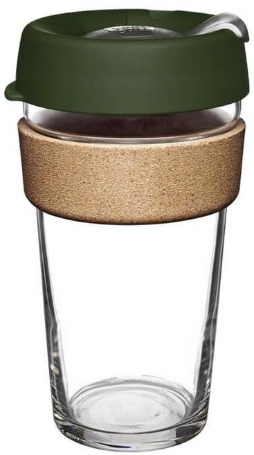 KeepCup 브루 코르크 - 재사용 가능한 커피 컵 강화 유리 및 천연 코르크 L 16온스/454ml - 데이브레이크, 2-16온스
