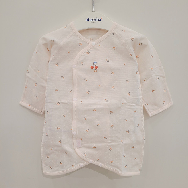 압소바 임신 출산 백일 신생아선물/ 무형광 순면/원피스길이/가랑이 사이 똑딱이가 있어 말려 올라가지 않는 신생아 배내가운 (0~2개월착용)