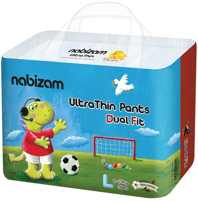 [체험팩] 나비잠 기저귀 울트라씬 듀얼핏 팬티 3장 모음, 대형(L), 3매