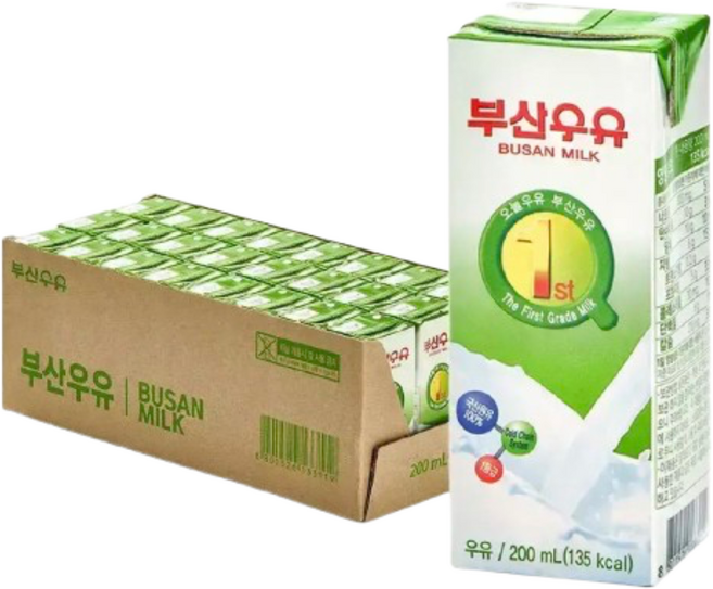 [KT알파쇼핑]부산 멸균흰우유, 200ml, 48개