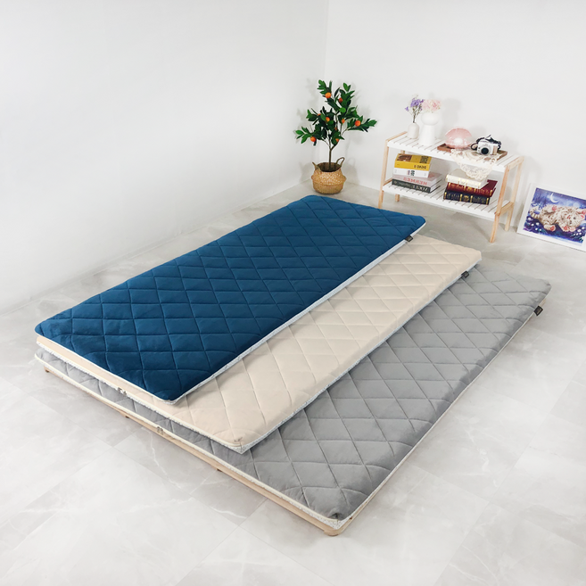 도르미어 꿀잠 릴렉스폼 접이식 토퍼매트리스 초극세사 수면 토퍼 6cm, 네이비+결합벨트
