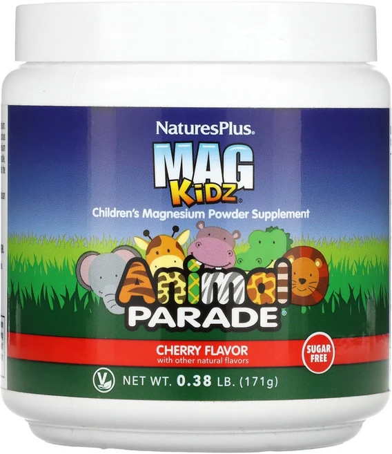 NaturesPlus Mag Kidz Animal Parade 어린이용 마그네슘 파우더 보충제 체리 171g(0.38lb), NaturesPlus Mag Kidz Animal..., 171g, 1개 - 쿠팡