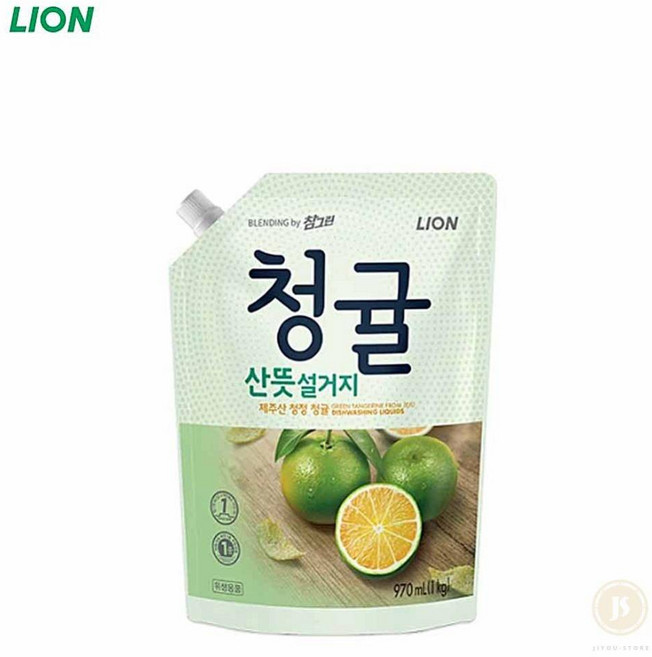 스토어-지유 참그린 청귤 주방세제 리필 1kg 과일세척제