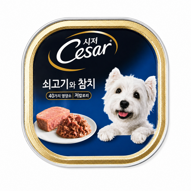굿픽샵 시저 쇠고기 참치 강아지 습식사료 100g 1개 고급사탕증정, 소+참치