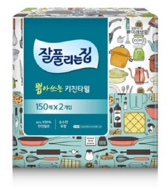잘풀리는집 뽑아쓰는 키친타올 150매 2입 1팩, 2개