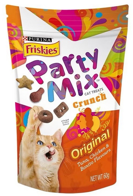 Friskies 喜躍 Party Mix 香酥餅 貓零食 鮪魚雞肉鰹魚風味, 60g, 8包, 經典原味