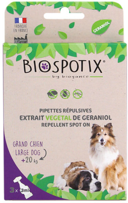 (대형견용 고양이용) 외부해충방지제 100% 천연해충 기피제 바이오강스 스팟온, 3개