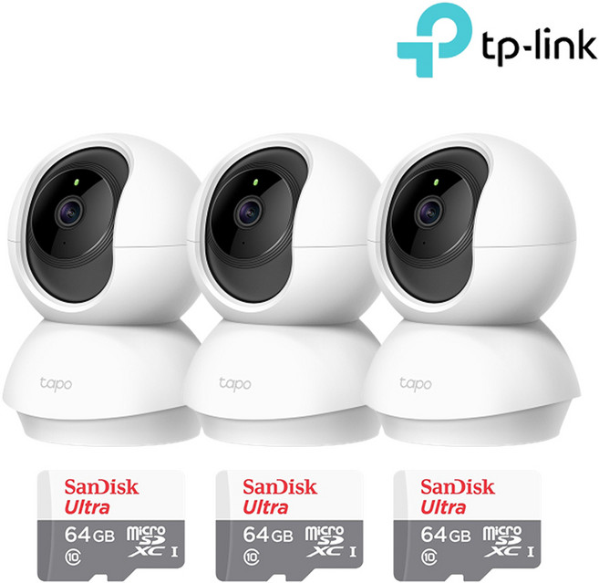 티피링크 Tapo TC70+64GB SD카드 3팩 가정용 CCTV 3세트 홈캠 세트, 1개