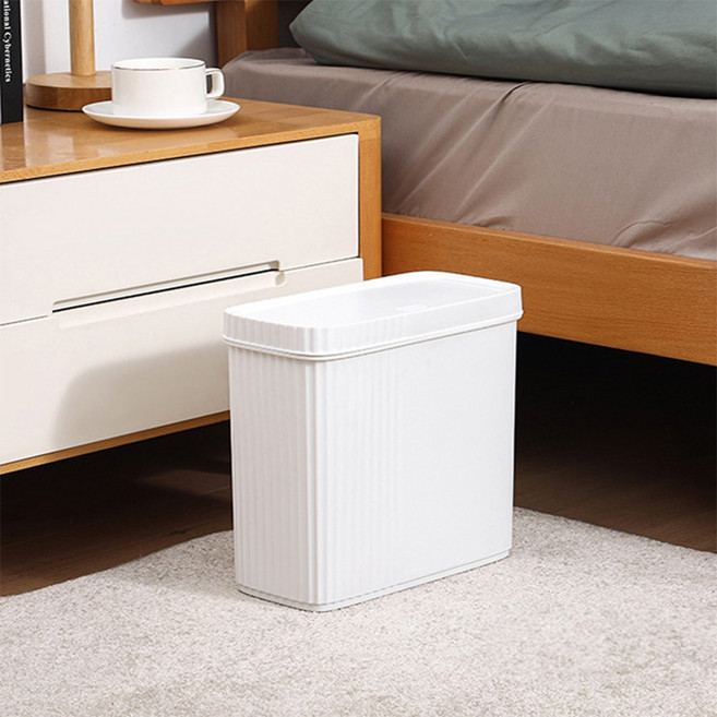 모던하지 원터치 틈새 휴지통 슬림 냄새차단 화장실휴지통, 1개, 화이트