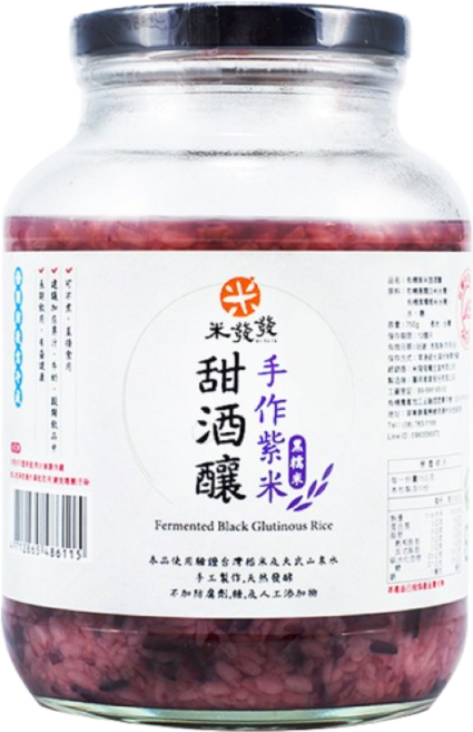 米發發 手作紫米甜酒釀 台灣在地糯米手工釀製 自然發酵 無額外添加, 4個