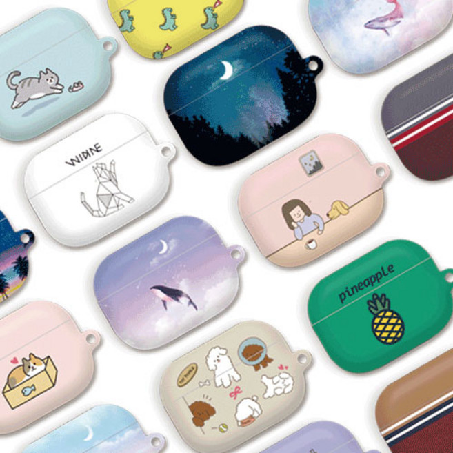 트라이코지 시즌1 에어팟 프로 하드케이스 + 철가루 방지스티커, 00.꽃길_안개꽃, 1개