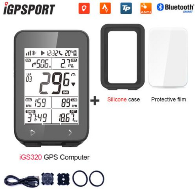 IGPSPORT IGS320 자전거 컴퓨터 GPS 글로벌 오프라인지도 사이클링 주행 거리계 IGS 320 지원 전자 변속 스마트 트레이너, [02] IGS320, 1개