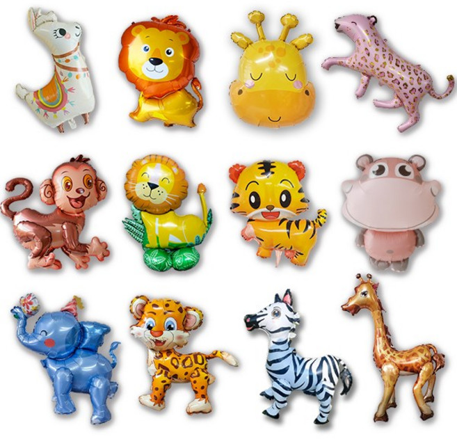 [파티붕붕]호랑이 사자 치타 기린 알파카 얼룩말 원숭이 코끼리 하마 동물 풍선, 09) 컬러풀 호랭이 풍선, 옐로우