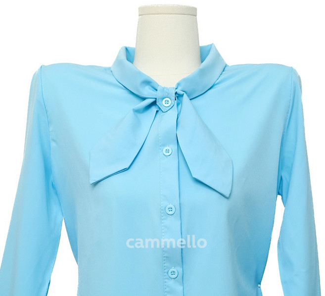 cammello 앞리본 카라 긴팔 블라우스 오피스룩 셔츠
