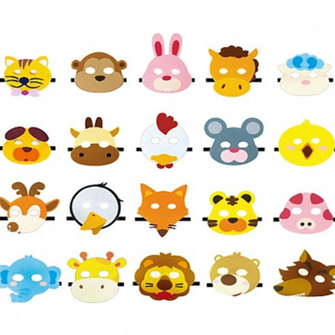 청양토이역할놀이 동물 가면띠 (동물가면띠20종세트) 어린이집 유치원 초등학교 역할놀이