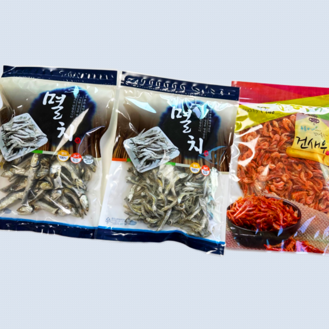 건새우 멸치 혼합세트 반찬용 3종 건어물세트 중멸치 대멸치 국산 간편한 밑반찬 건어물 세트